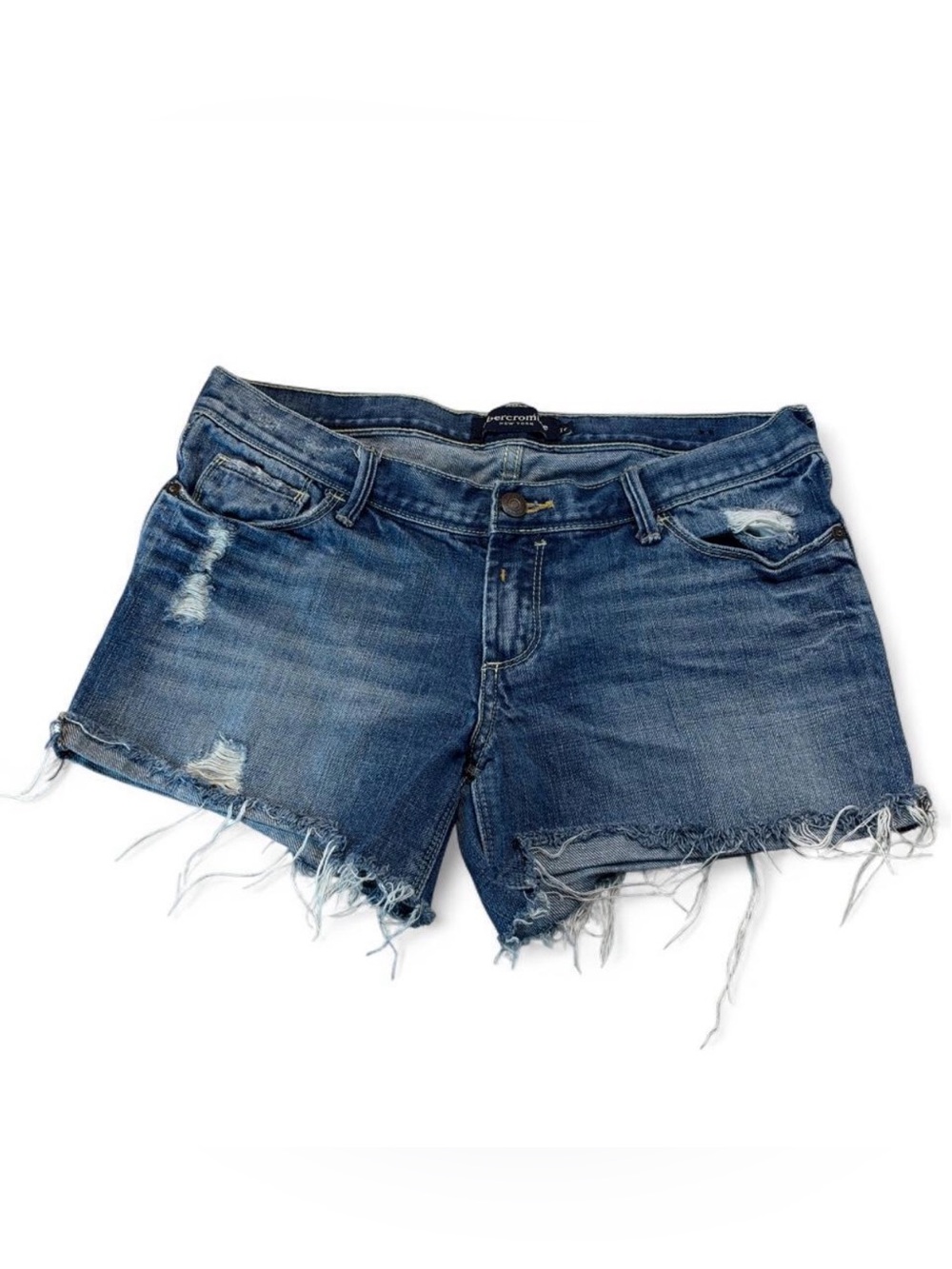 Abercrombie & Fitch Distressed Denim Cutoff Shorts - Dark Blue